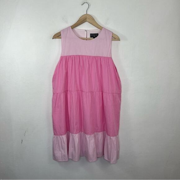 Duffield Lane Pink White Striped Adele Tiered Dress Size Large - Picture 13 of 13